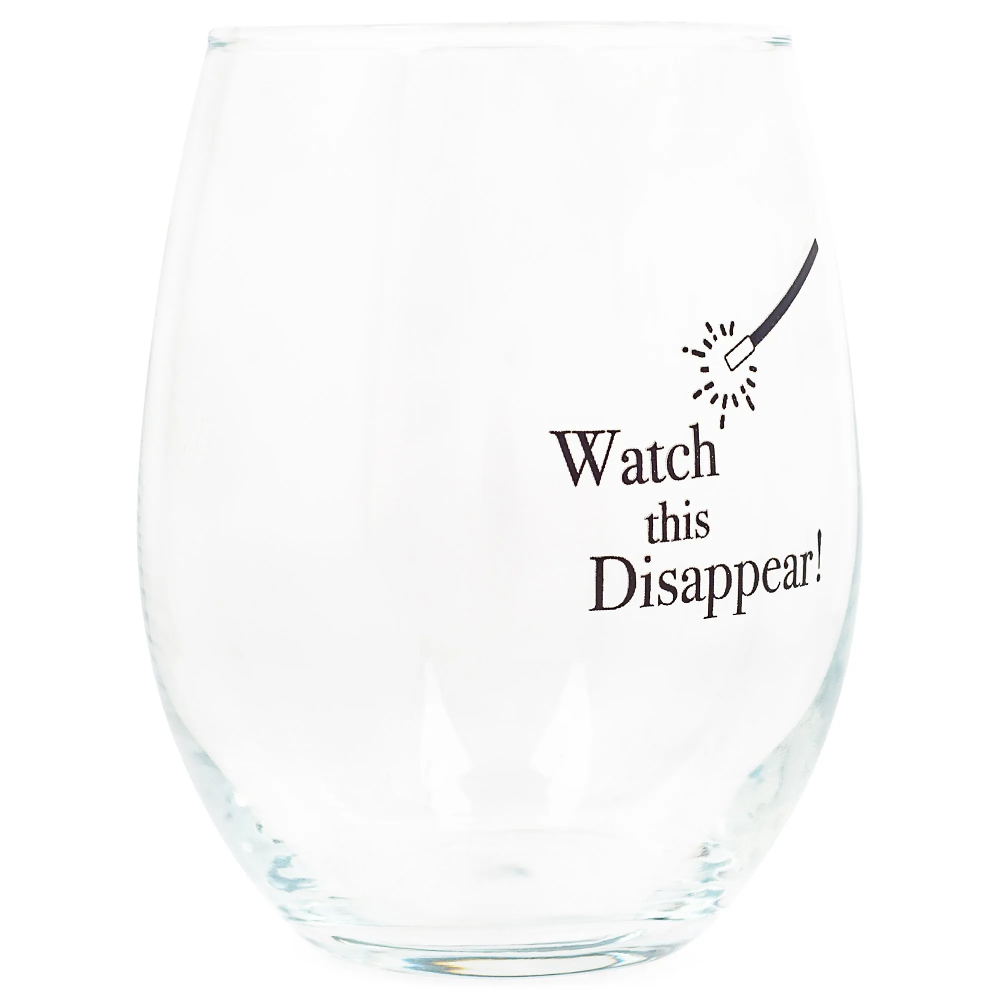 Watch This Disappear Magic Black 14 ounce Glass Stemless Wine Glass