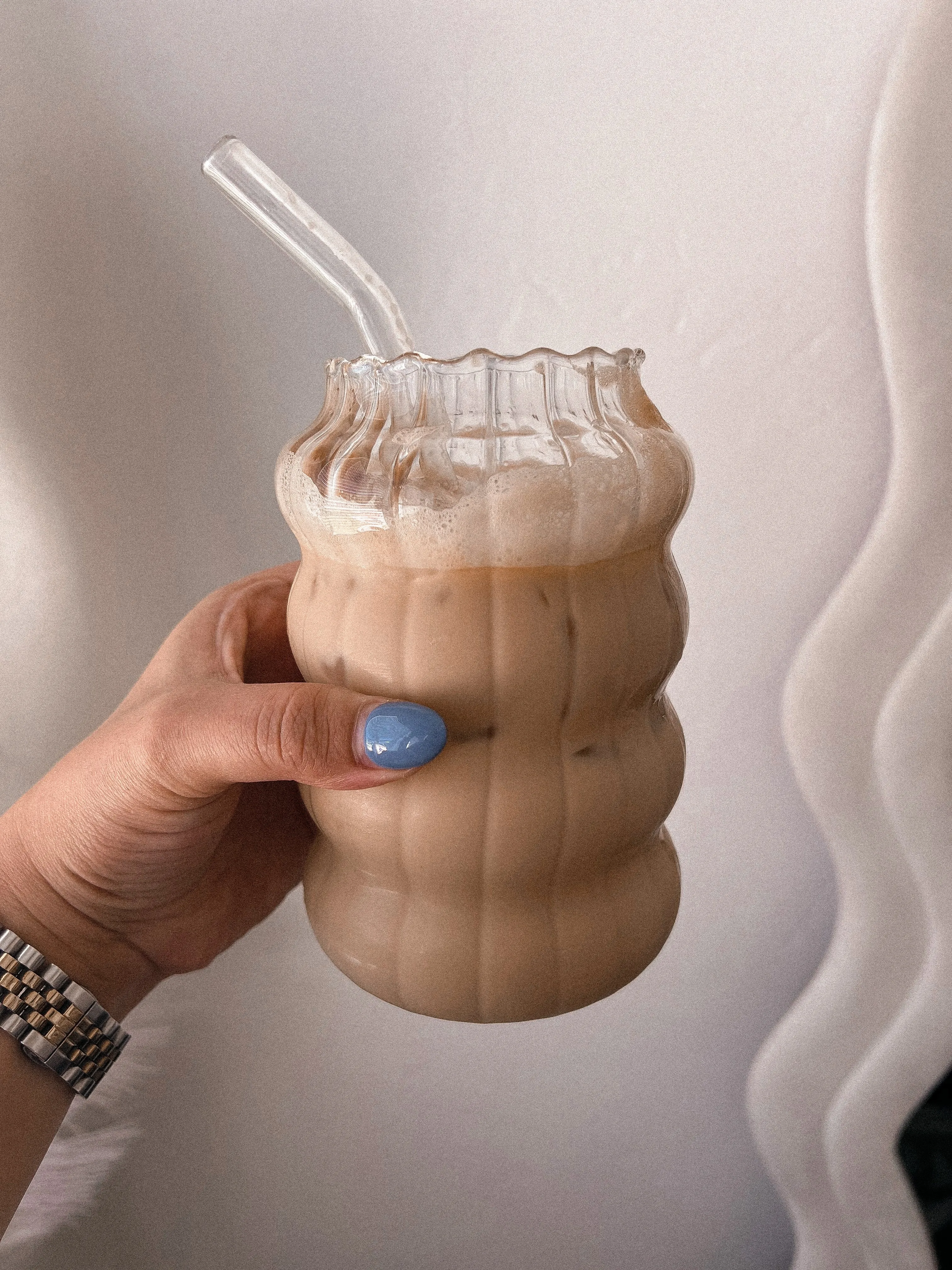 Wavy 30oz iced coffee glass cup