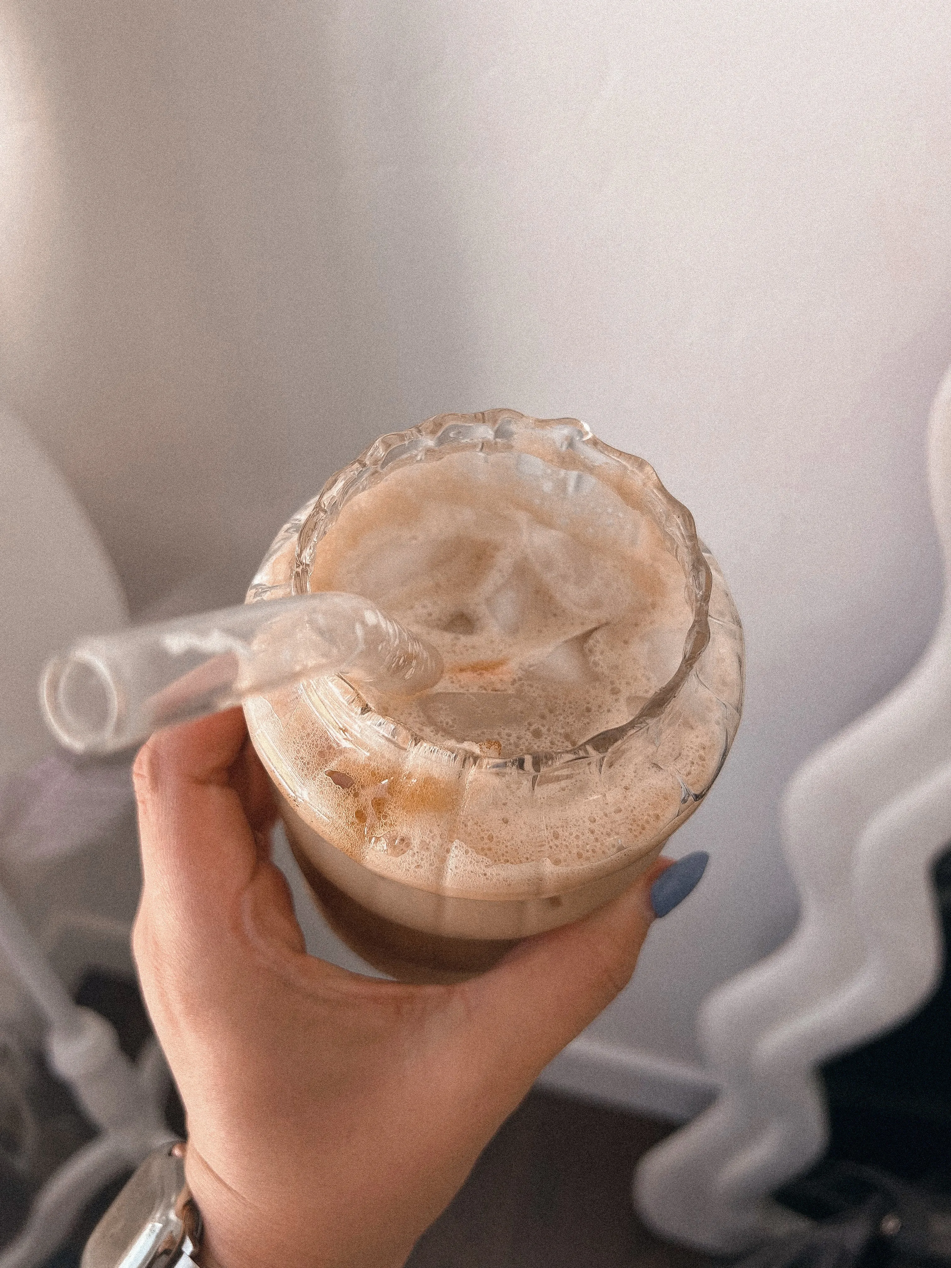 Wavy 30oz iced coffee glass cup