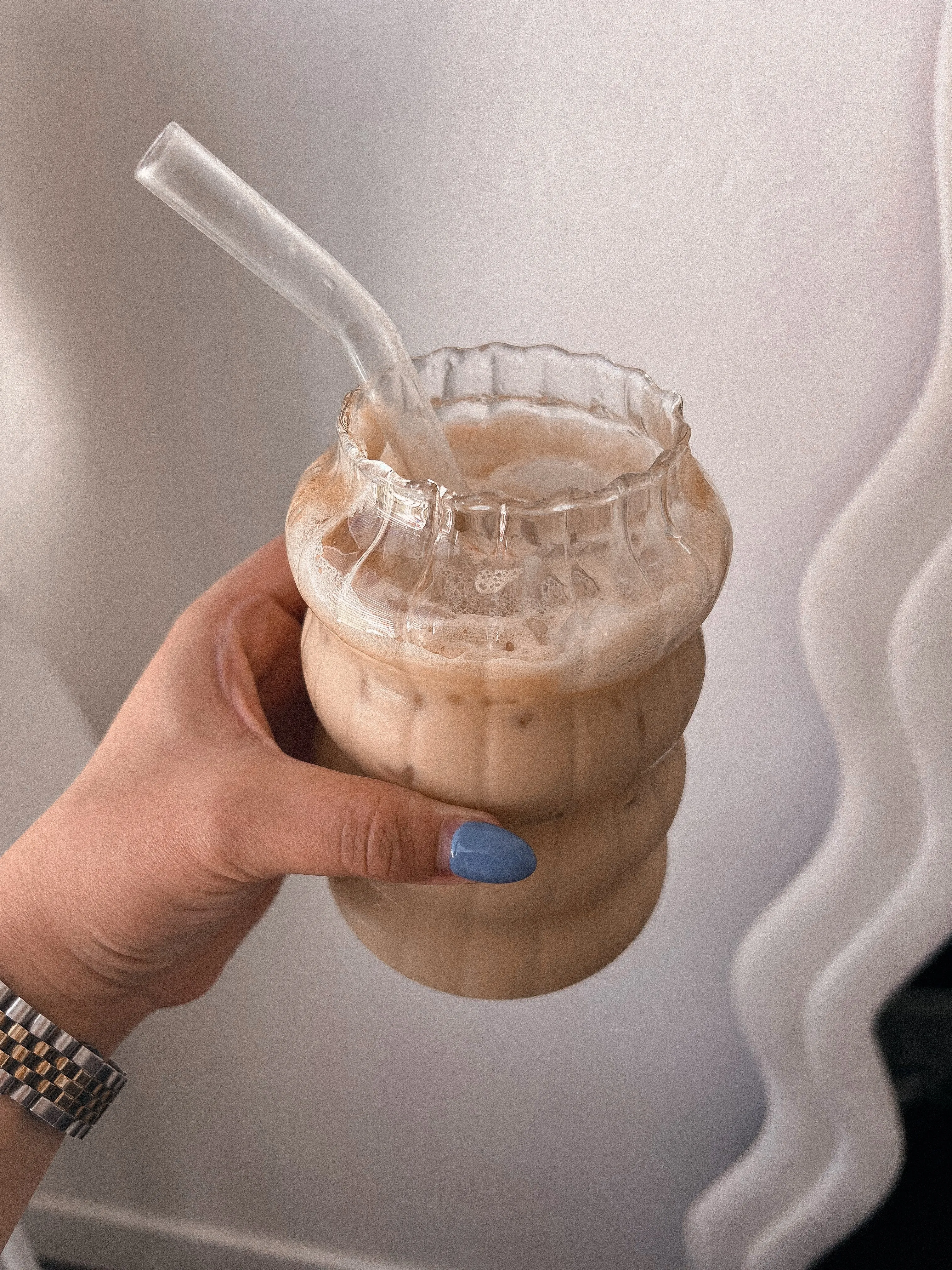 Wavy 30oz iced coffee glass cup