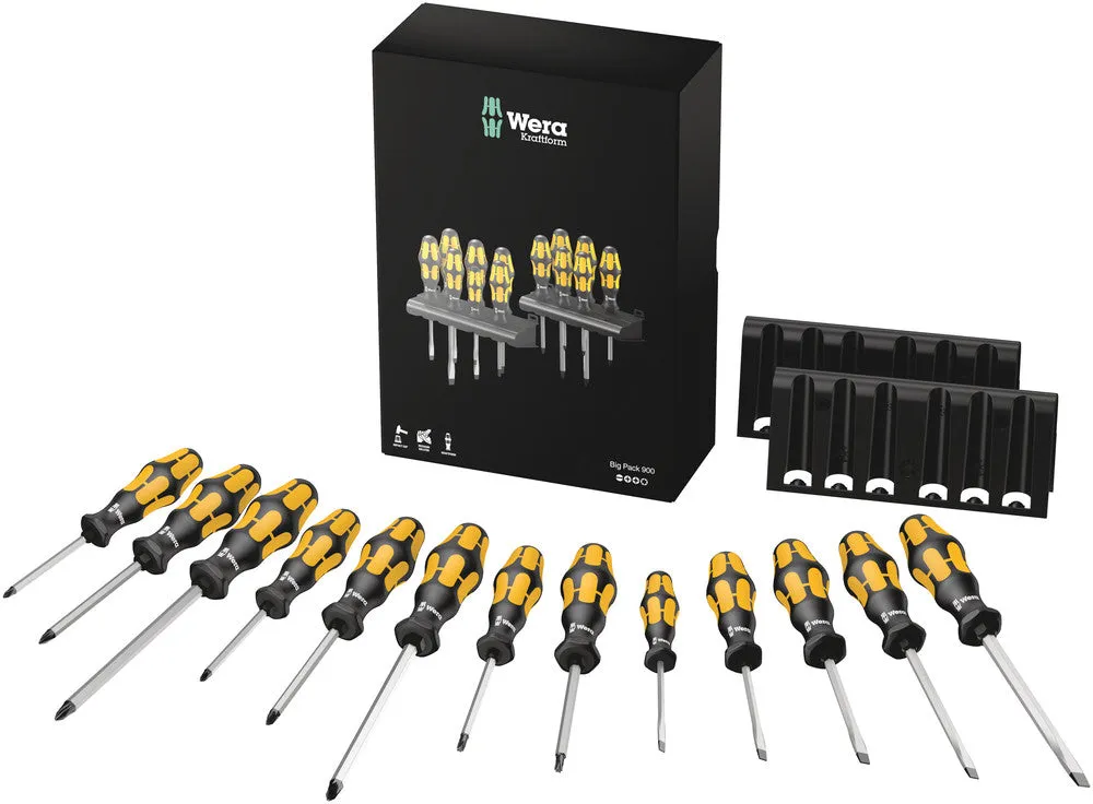 Wera 133285 14pc Big Pack 900 Screwdriver Set Kraftform Wera: Chiseldriver and rack