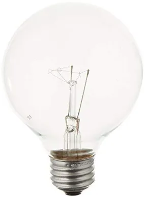 Westinghouse 0421800 25 Watt Incandescent G25 Globe Clear - 2700 Kelvin - Warm White - 180 Lumens - E26-Medium Base - 130 Volt - Box