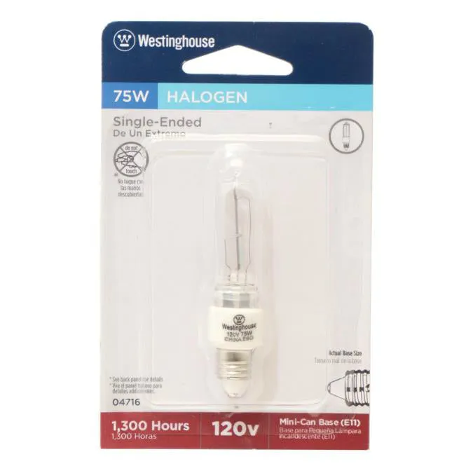 Westinghouse 04716 Single Ended E11 Base T4 Halogen Light Bulb, 75W