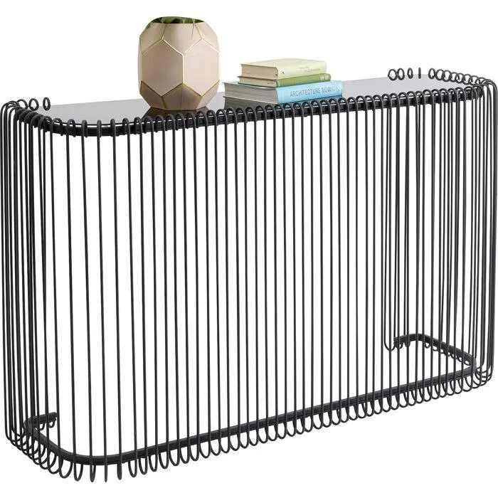 Wire Black Glass Console