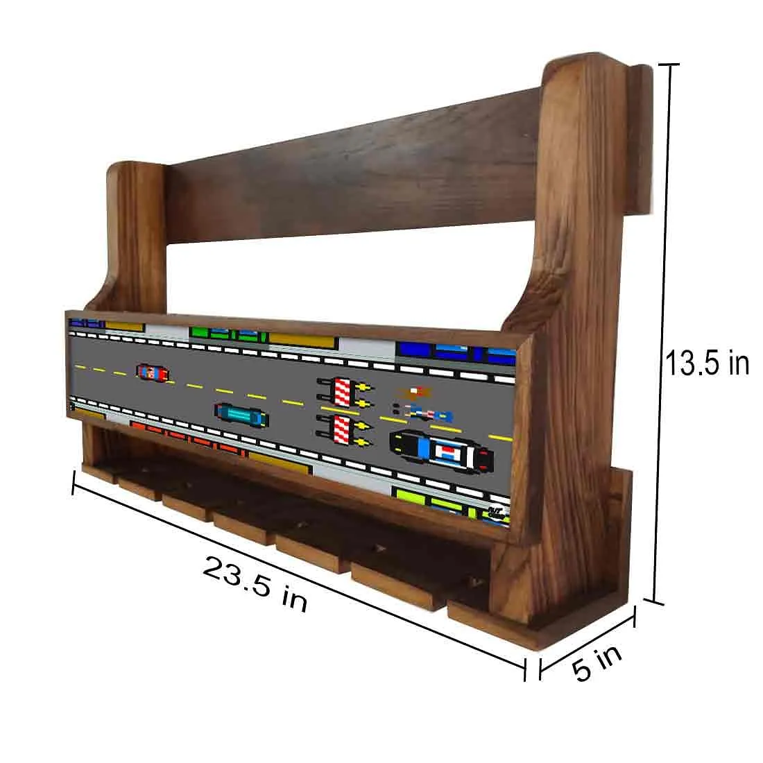 Wooden Wine Glass Wall Rack Cabinet for Living Room 5 Bottles 6 Glasses - Game