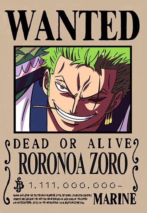 Zoro Wanted Poster