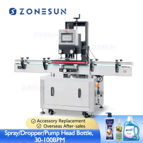 ZS-XG440S Automatic Servo Motor Pump Head Spray Bottle Cap Screwing Capping Machine For Shampoo Essential Oil